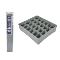 1pce Sock Organiser Grey Colour 24 Compartment Drawer Storage Collapsible