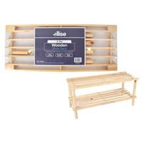 Shoe Rack Wooden 2 Tier Natural Colour Storage Easy Assembly
