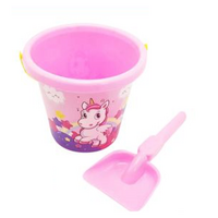 2pce Light Pink Unicorn Beach Bucket & Spade Set 17cm Kids Beach Sand