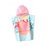 1pce Pink Mermaid Kids Hoody Poncho Towel 250gsm Thick 60cm Girls