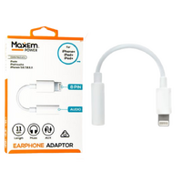 8 Pin to 3.5mm Headphone Iphone AUX Adaptor 1 Piece White 11cm Length