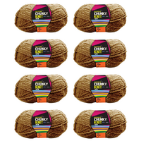 Light Brown Chunky Knitting Wool Yarn 8 Rolls Set 3 Ply 100g 100% Polyester Microfiber