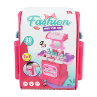 Kids Backpack Play Set Portable Fun Role Play Beauty Salon Pink 33pce