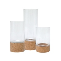 1pce 23cm Cork Based Hurricane Glass Lantern/Candle Holder