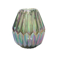 16cm Geometric Style Rainbow Iridescent Glass Vase