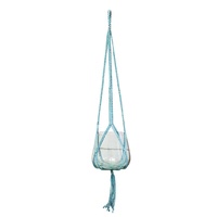 1pce 100cm Macrame Blue Cotton Plant Hanger with Glass