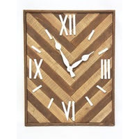 82cm Natural Wooden Clock in Retro Vintage Chevron Style