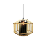 1pce 36x44cm Pendant Light Natural & Black Colour Woven Design Hanging Ceiling Dรฉcor