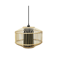 1pce 30x39cm Pendant Light Natural & Black Colour Woven Design Hanging Ceiling Décor