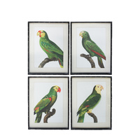 1pce 90x70cm Green Parrot Print in Wooden Bamboo Frame 4 Asstd Designs Tropical Bird