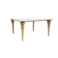 1pce 90cm Coffee Table with White Marble Top & Wooden Lathed Legs Strong Sturdy