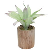 1pce Large Leafy Succulent Artificial Plant In Wooden Base Planter