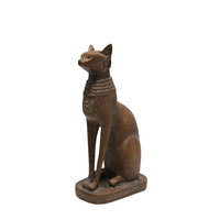 1pce 37cm Tribal Cat Statue Antique Finish Design Resin Stylish Home Décor