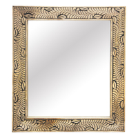 1pce Vine Carved Wooden Mirror 94x74cm Black Distressed Colour Leaf Engraved Design