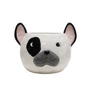 1pce 15x20cm Frenchie Dog Ceramic Planter Pot Glazed Cute Succulent Holder