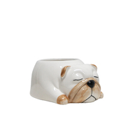 1pce 17x14cm Sleepy Doggy Ceramic Planter Pot For Succulents & Herbs