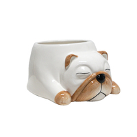 1pce 10x20cm Sleepy Doggy Ceramic Planter Pot For Succulent & Herbs