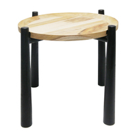 1pce 45x56cm Hemi Teak Bed Side Table Natural & Black Legs Home Décor