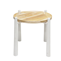 1pce 45x56cm Hemi Teak Bed Side Table Natural & White Legs Home Decor