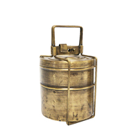 1pce 22x11cm Antique Brass Tifin Box Vintage Design with Handle Beautiful Décor