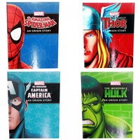 4pce Marvel Superheroes "An Origin Story" Hardcover Books A4, Kids Reading & Fun Comics