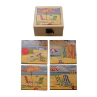 Set of 4 Ceramic Coasters 10.5cm in Latched Box, Beach, Holiday Scenery