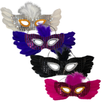 1pce 32cm Feather/Sequin Masquerade Mask, Dress Up, Costume Accessory