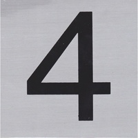 HOUSE NUMBER 4 10x10cm, Brush Stainless Steel Look, Self Adhesive - S011