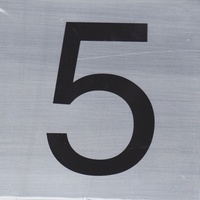 House Number 5 Brushed Stainless Steel Look 10cm Self Adhesive