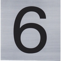 House Number 6 Brushed Stainless Steel Look 10cm Self Adhesive