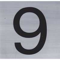House Number 9 Brushed Stainless Steel Look 10cm Self Adhesive
