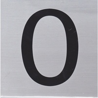 HOUSE NUMBER 0 10x10cm, Brush Stainless Steel Look, Self Adhesive - S017