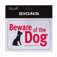 Beware of the Dog Sign Plastic with screws White / Black / Red 25x18cm