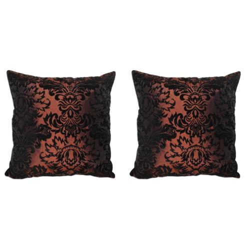 2x 40cm Cushions Set Cover Brown & Black French Provincial With Inserts Polyester 