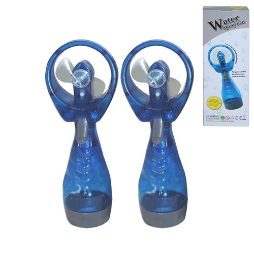 2x 250ml Water Spray Bottle Fan Soft Blades Ice Cool & AA Batteries Included