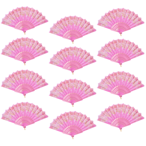 24x Pink Glitter Hand Fans Beautiful Colour Butterfly Design Fold Out Party