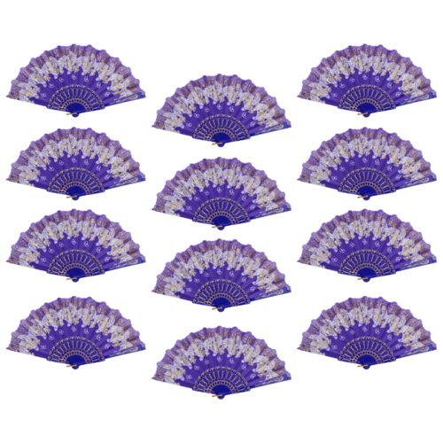 24x Purple Glitter Hand Fans Beautiful Colour Butterfly Design Fold Out Party