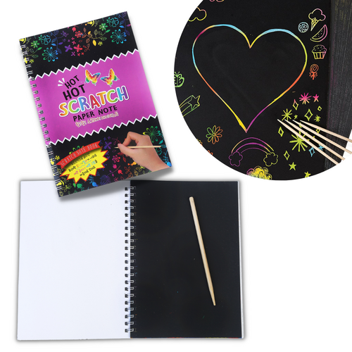 Rainbow Scratch Paper Magic Art 10 Pages A5 Book with Wooden Stylus 1pce Kids