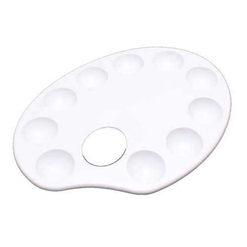 23cm Oval Plastic Acrylic Palette with 10 Holes for Mixing & Painting Reusable