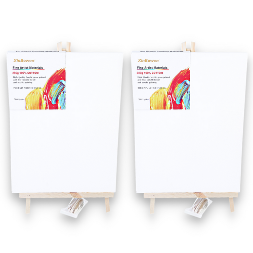 2pce Single Thick Artist Canvas Set 30cm x 40cm with Matching Pine Easel