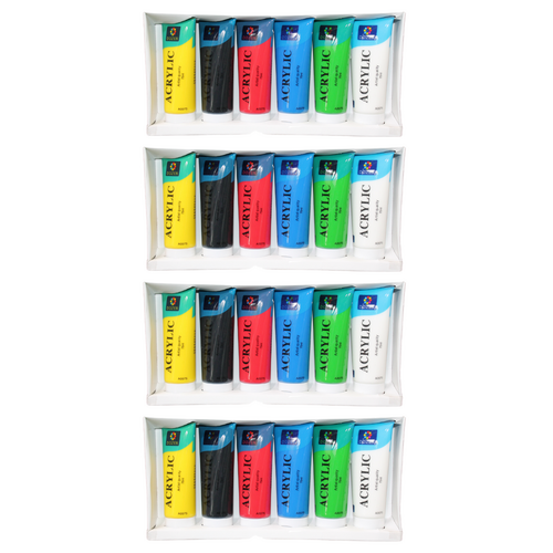 4x Acrylic Paint Sets 75ml Tubes Intro 6pce Primary Colours Bundle