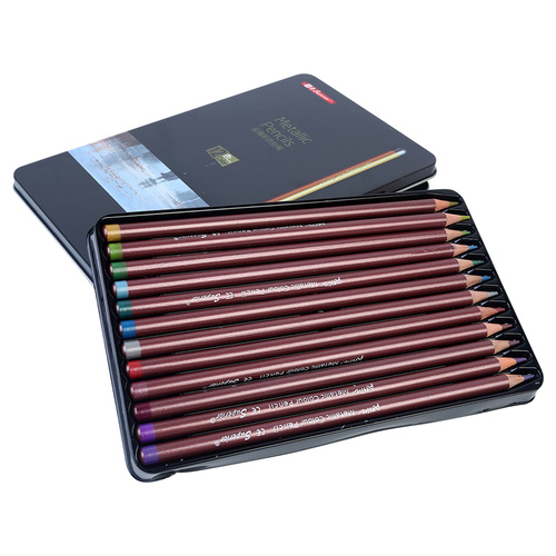 Superior 12pce Artist Metalic Pencils In Metal Tin