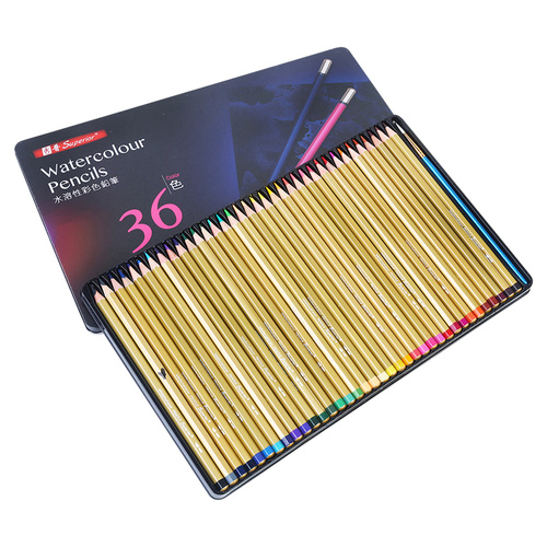Superior 36pce Artist Watercolour Pencils in Metal Box - Water Colour
