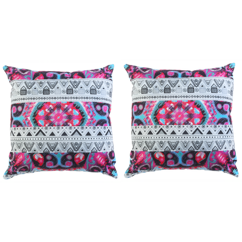 2x Cushions Moroccan Style In Pinks and Purple Colour 45cm Square Insert Included