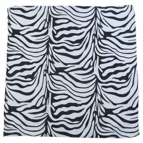 Bandana Zebra White Tiger Print 1pce 54cm 100% Cotton Head Wrap Scarf