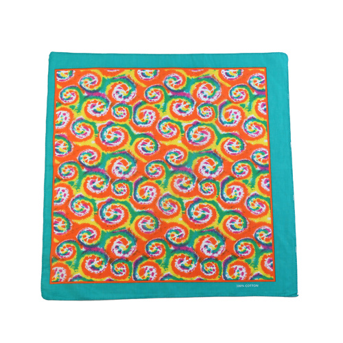 Bandana Tie Dye Swirls Colour 1pce 54cm 100% Cotton Head Wrap Scarf
