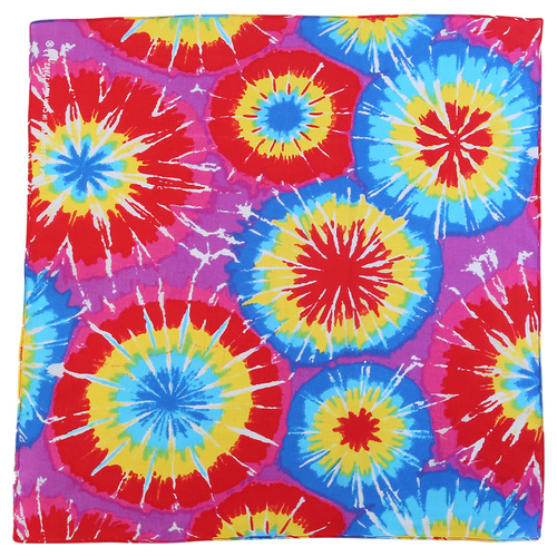 Bandana Rainbow Tie Dye Symbols 1pce 54cm 100% Cotton Head Wrap Scarf