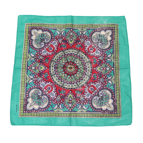 Bandana Moroccan Paisley on Green 1pce 54cm 100% Cotton Head Wrap Scarf