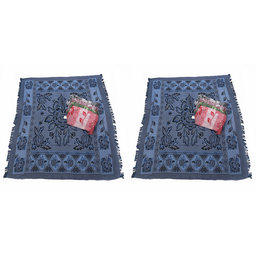 2x Blue Boho Throw Rug, Table Cloth, Picnic, Camping Blanket 180x200cm