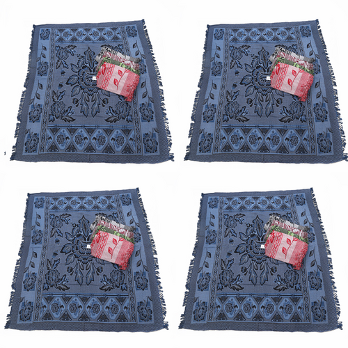 4x Blue Boho Throw Rug, Table Cloth, Picnic, Camping Blanket 180x200cm